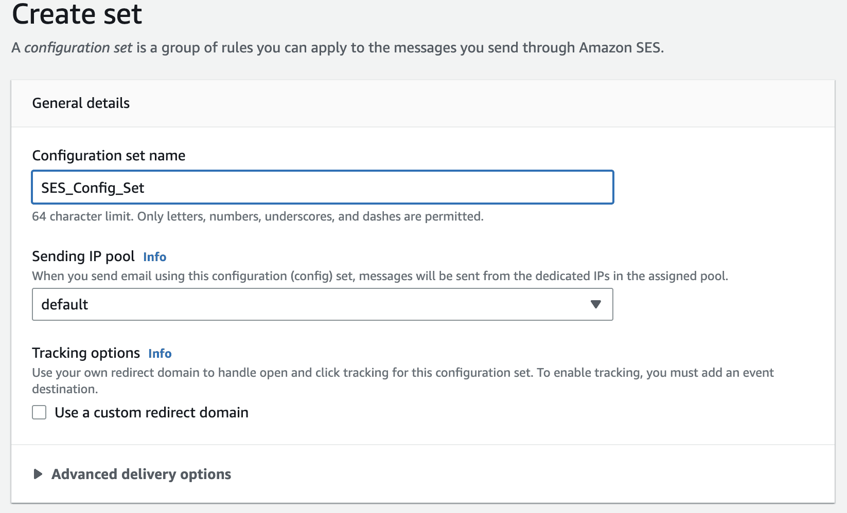 ses create configuration set 2